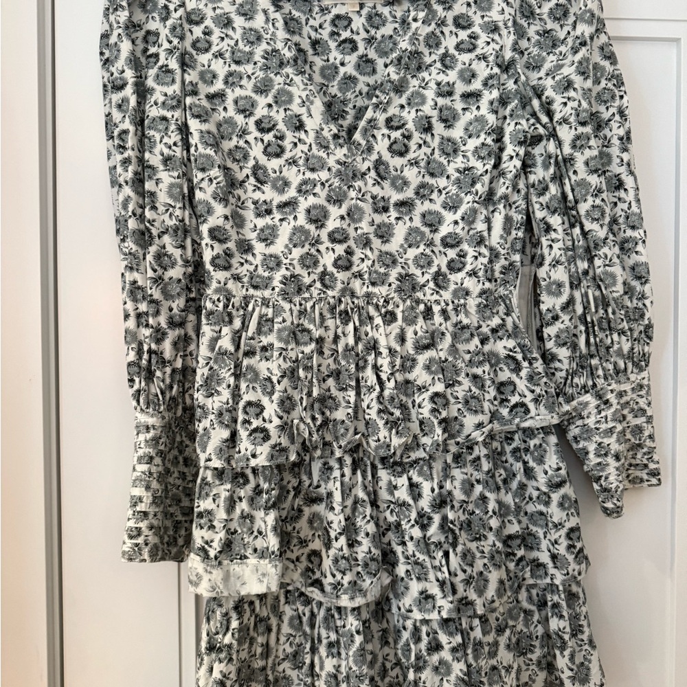 LoveShackFancy Monochrome Floral Dress